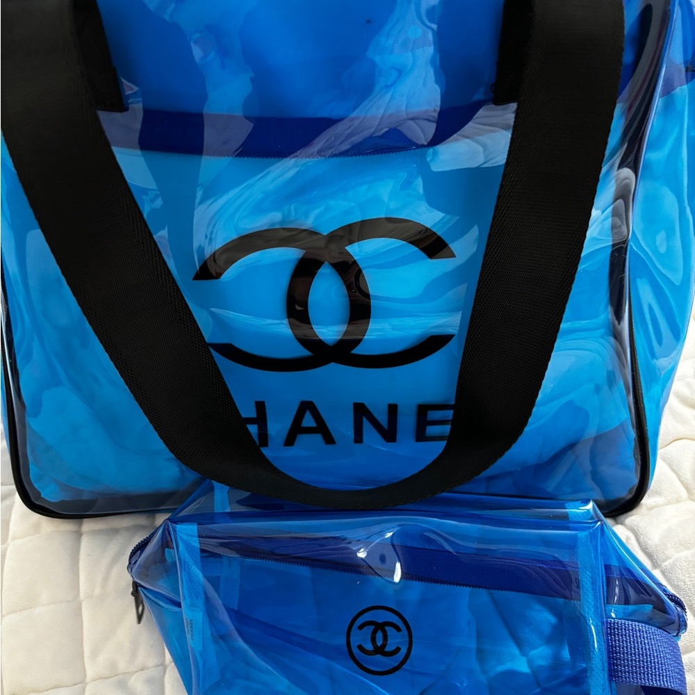 2 pc PVC Travel Tote and Cosmetic Bag